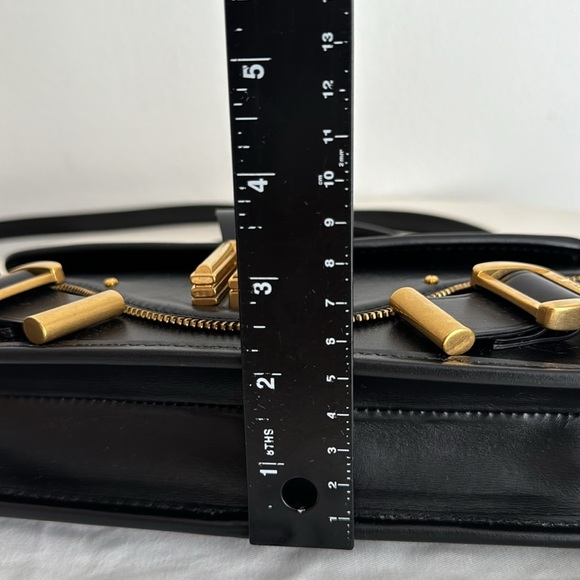 BALMAIN *NEW* Black Leather Top Handle Leather Bag with Crossbody Strap - Picture 11 of 16